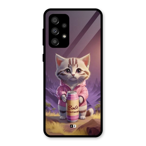 Cat Holding Can Glass Back Case for Galaxy A32