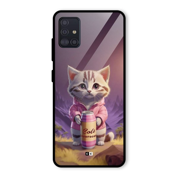 Cat Holding Can Glass Back Case for Galaxy A51