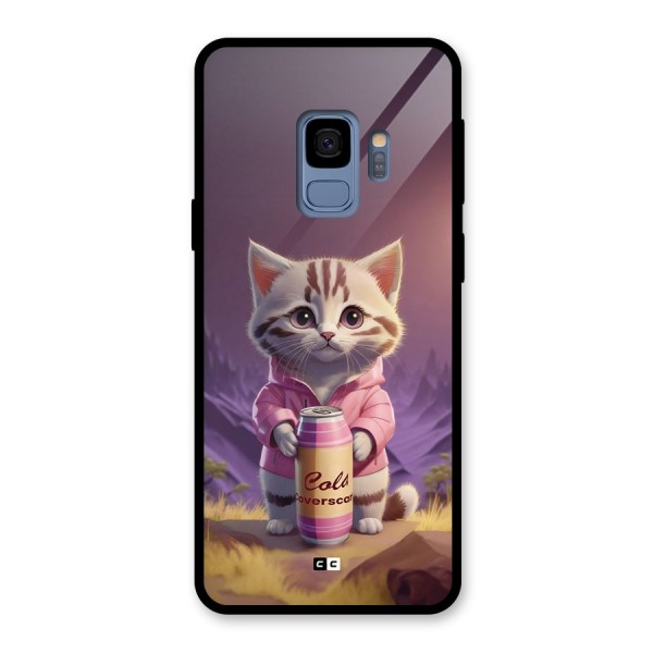 Cat Holding Can Glass Back Case for Galaxy S9