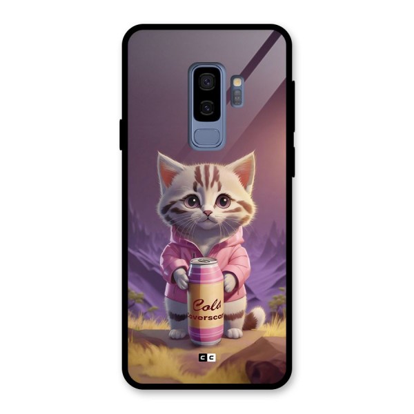 Cat Holding Can Glass Back Case for Galaxy S9 Plus