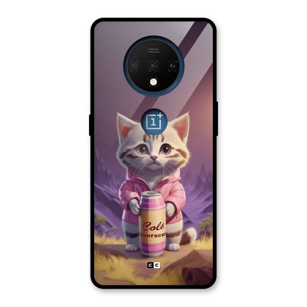 Cat Holding Can Glass Back Case for OnePlus 7T