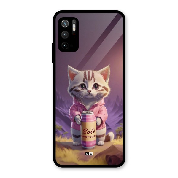 Cat Holding Can Glass Back Case for Poco M3 Pro 5G