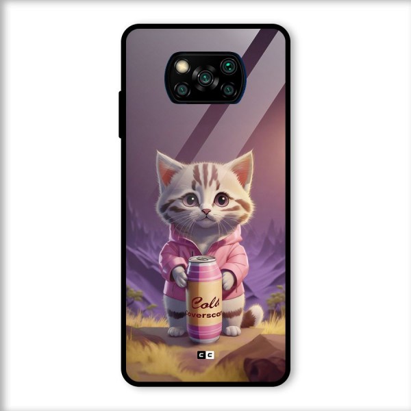 Cat Holding Can Glass Back Case for Poco X3