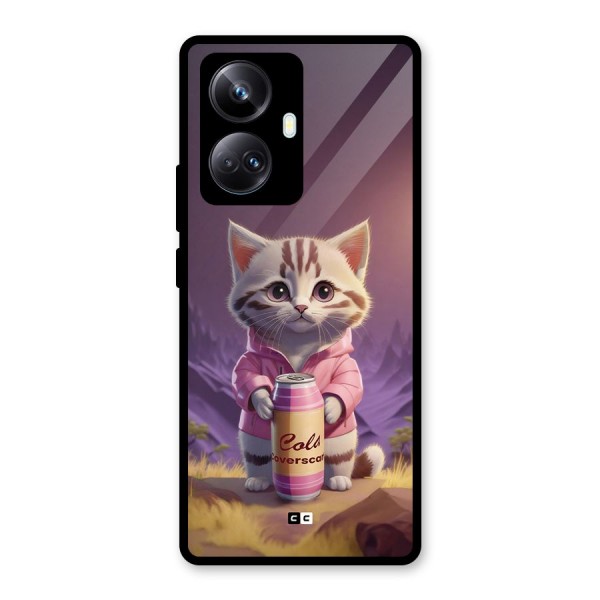 Cat Holding Can Glass Back Case for Realme 10 Pro Plus
