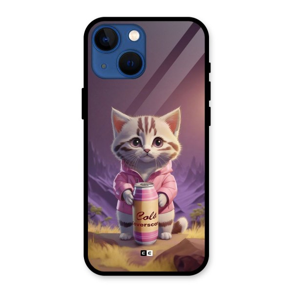 Cat Holding Can Glass Back Case for iPhone 13 Mini