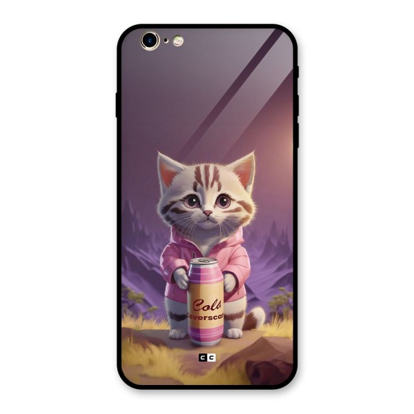 Cat Holding Can Glass Back Case for iPhone 6 Plus 6S Plus
