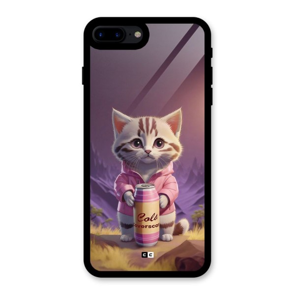 Cat Holding Can Glass Back Case for iPhone 7 Plus