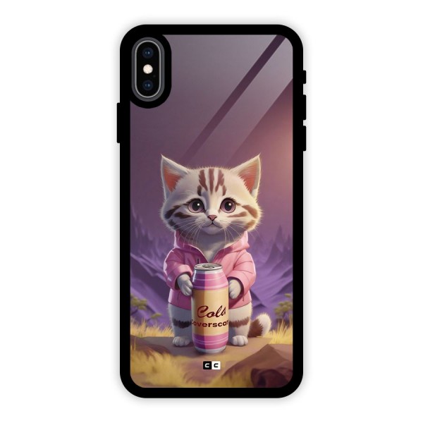 Cat Holding Can Glass Back Case for iPhone XS Max
