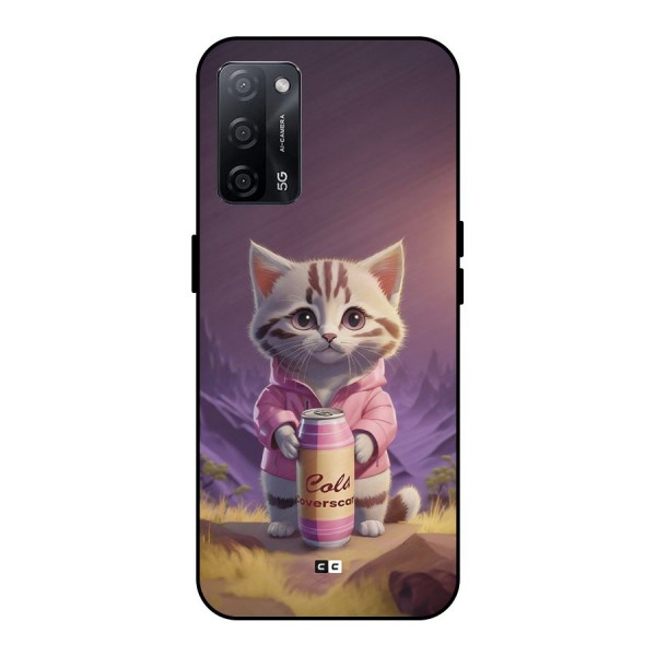 Cat Holding Can Metal Back Case for Oppo A53s 5G