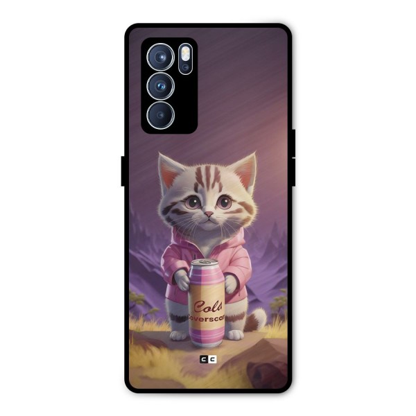 Cat Holding Can Metal Back Case for Oppo Reno6 Pro 5G