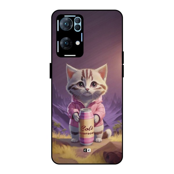 Cat Holding Can Metal Back Case for Oppo Reno7 Pro 5G
