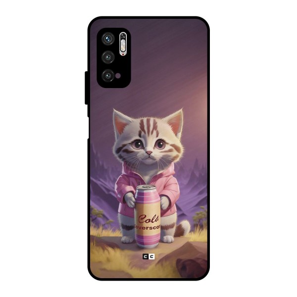 Cat Holding Can Metal Back Case for Poco M3 Pro 5G