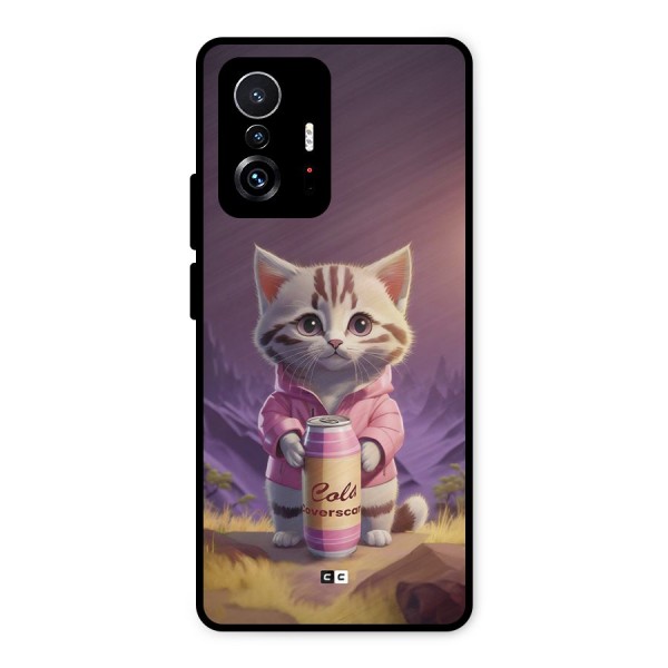 Cat Holding Can Metal Back Case for Xiaomi 11T Pro