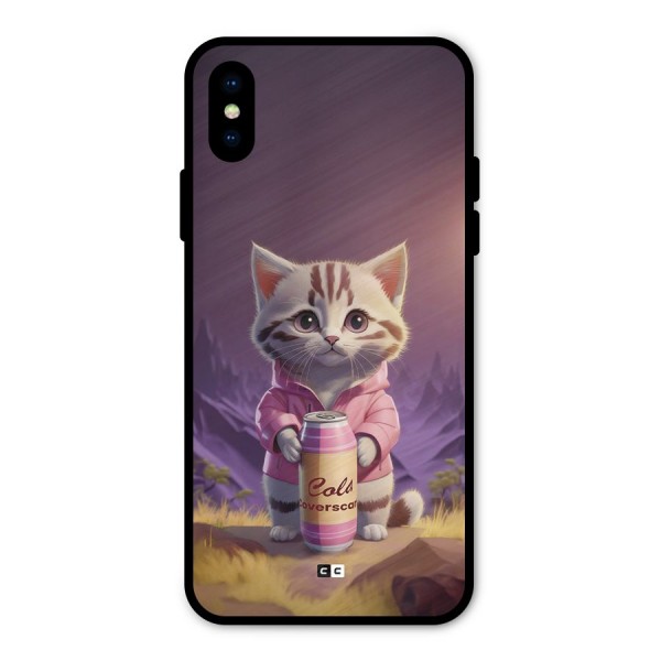 Cat Holding Can Metal Back Case for iPhone X