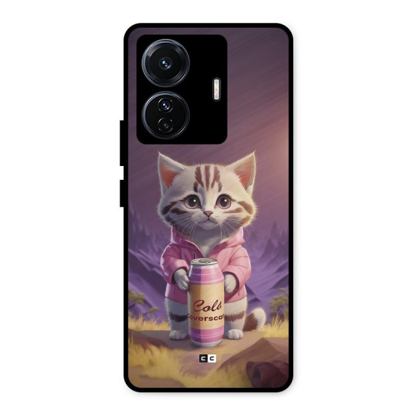 Cat Holding Can Metal Back Case for iQOO Z6