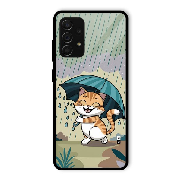 Cat In Rain Glass Back Case for Galaxy A53 5G