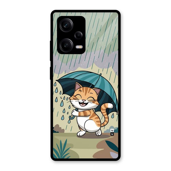 Cat In Rain Glass Back Case for Redmi Note 12 Pro