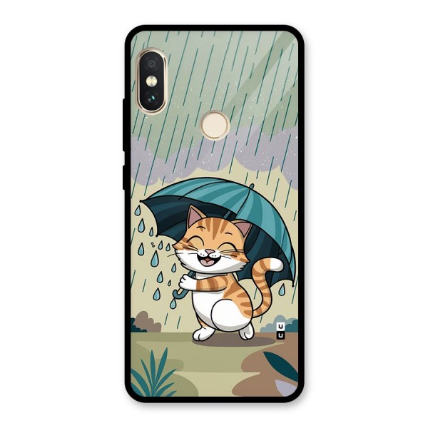 Cat In Rain Glass Back Case for Redmi Note 5 Pro