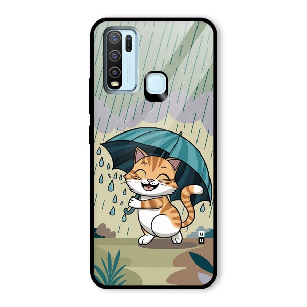 Cat In Rain Glass Back Case for Vivo Y30