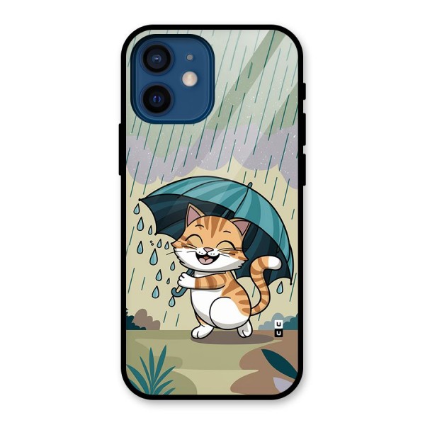 Cat In Rain Glass Back Case for iPhone 12 Mini