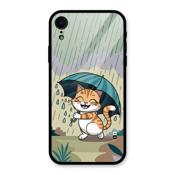 Cat In Rain Glass Back Case for iPhone XR