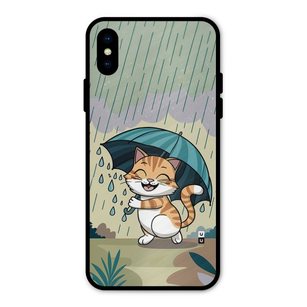 Cat In Rain Metal Back Case for iPhone XS