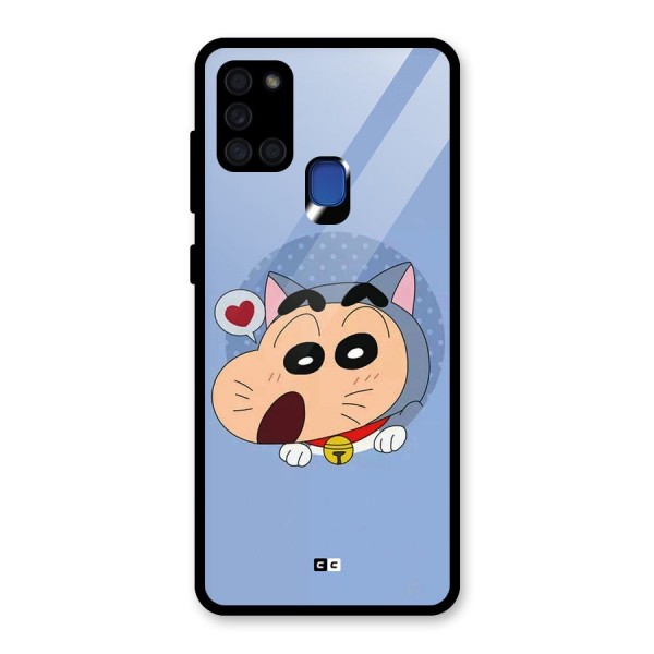 Cat Shinchan Glass Back Case for Galaxy A21s