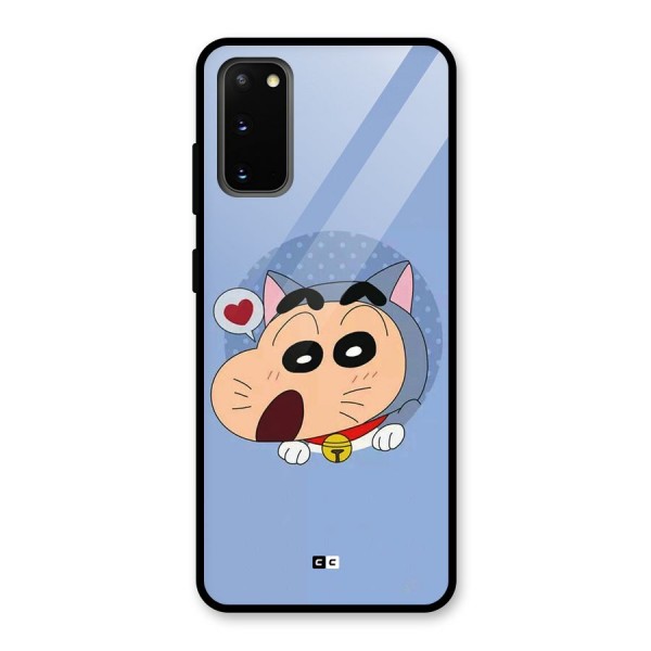 Cat Shinchan Glass Back Case for Galaxy S20