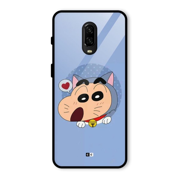 Cat Shinchan Glass Back Case for OnePlus 6T