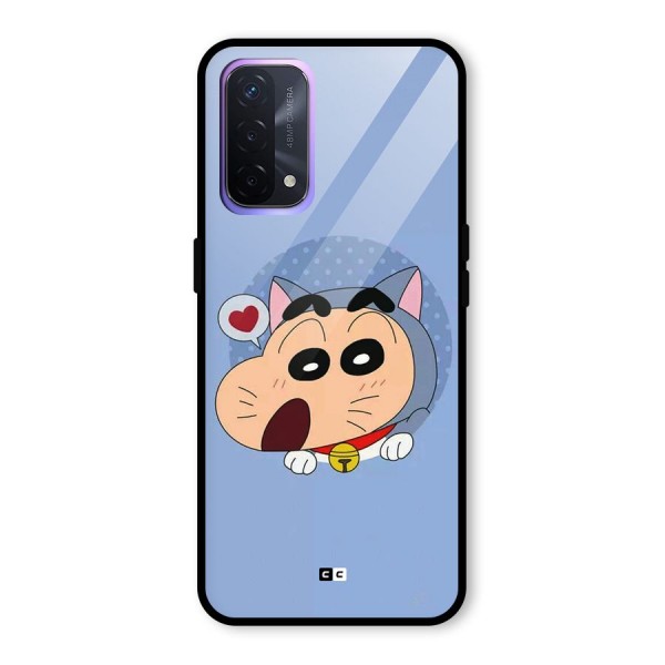 Cat Shinchan Glass Back Case for Oppo A74 5G