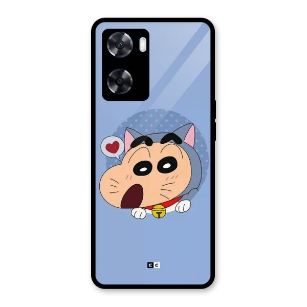 Cat Shinchan Glass Back Case for Oppo A77