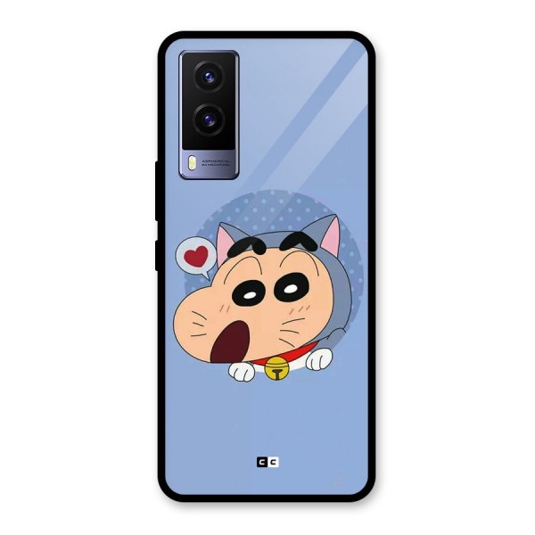 Cat Shinchan Glass Back Case for Vivo V21e 5G