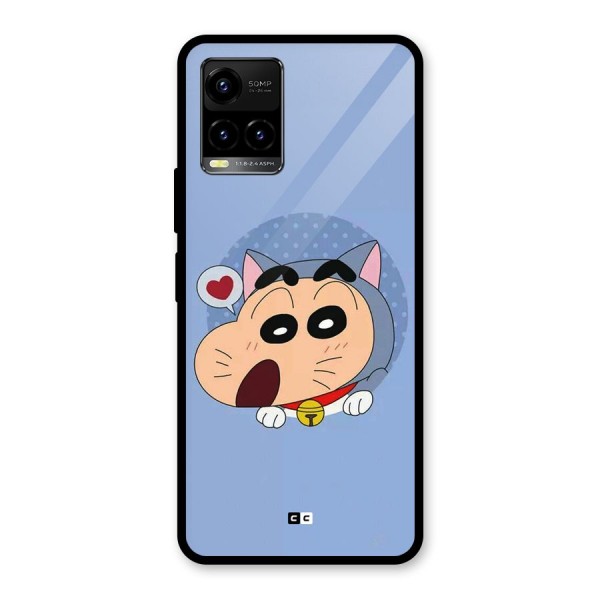 Cat Shinchan Glass Back Case for Vivo Y33s