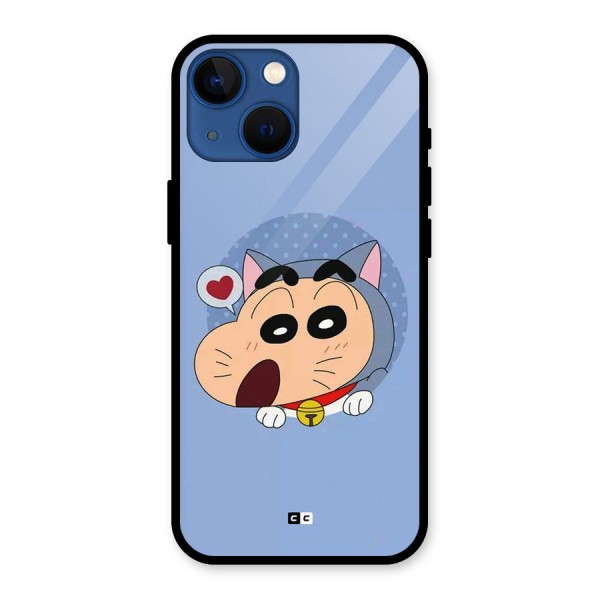 Cat Shinchan Glass Back Case for iPhone 13 Mini
