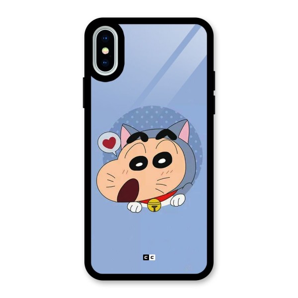 Cat Shinchan Glass Back Case for iPhone X