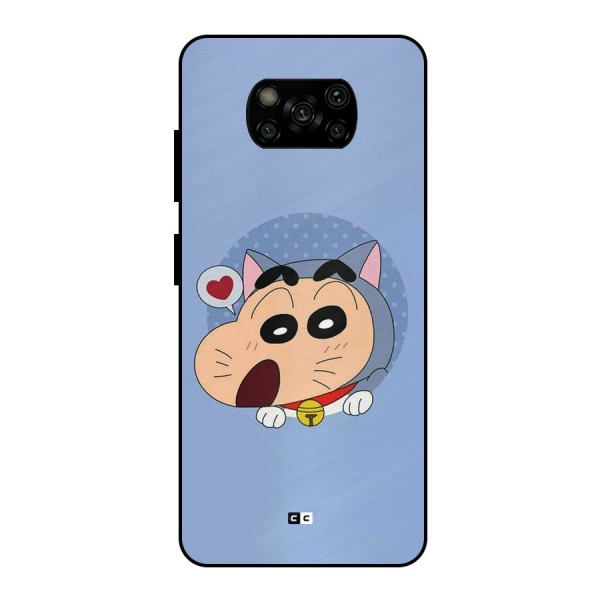 Cat Shinchan Metal Back Case for Poco X3