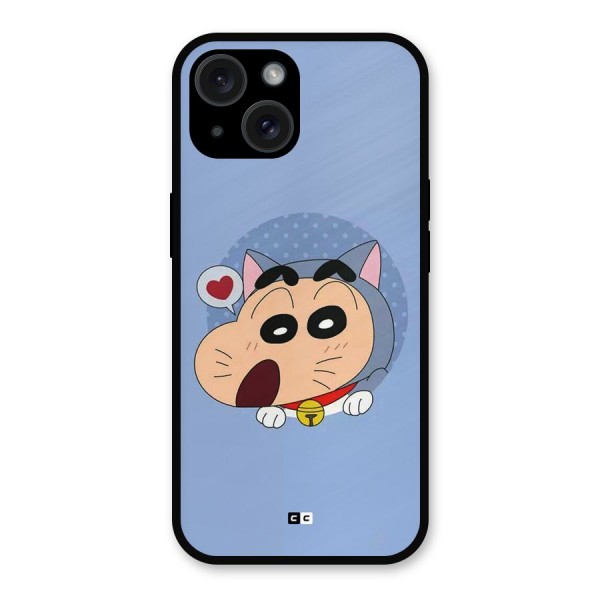 Cat Shinchan Metal Back Case for iPhone 15