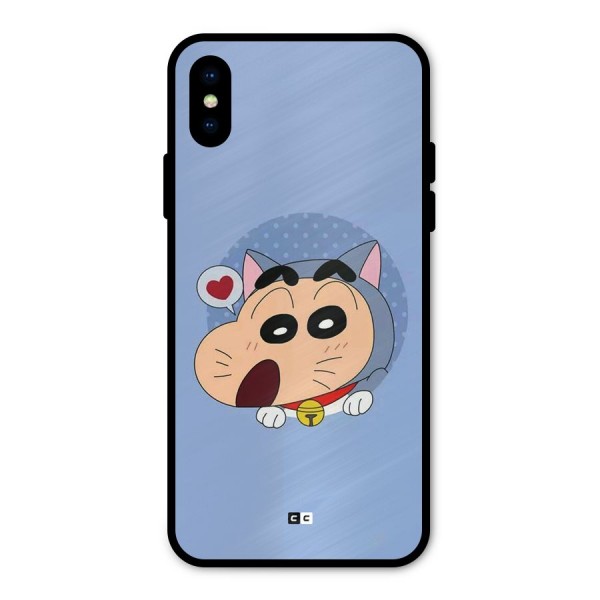 Cat Shinchan Metal Back Case for iPhone X