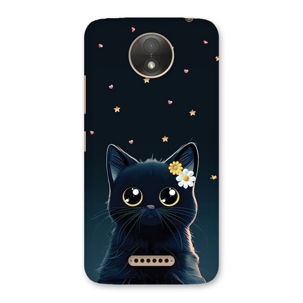 Cat With Flowers Back Case for Moto C Plus