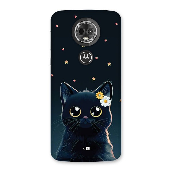 Cat With Flowers Back Case for Moto E5 Plus