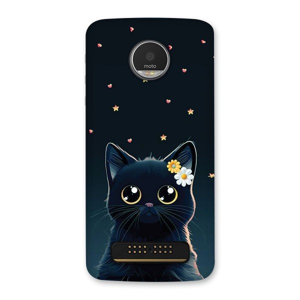 Cat With Flowers Back Case for Moto Z Play