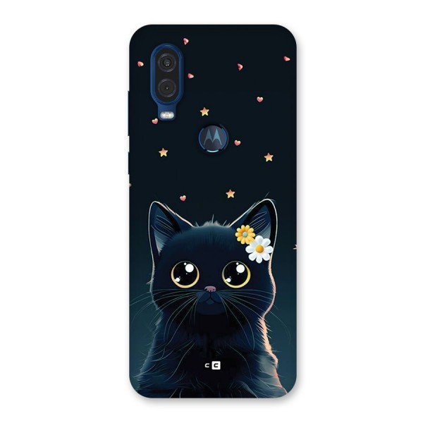 Cat With Flowers Back Case for Motorola One Vision