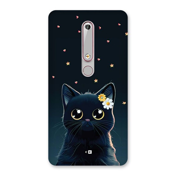 Cat With Flowers Back Case for Nokia 6.1