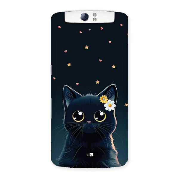 Cat With Flowers Back Case for Oppo N1