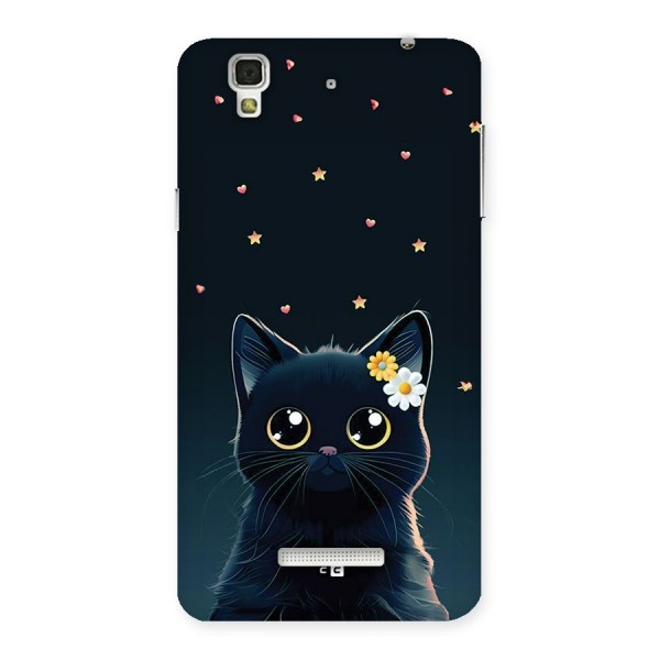 Cat With Flowers Back Case for YU Yureka Plus