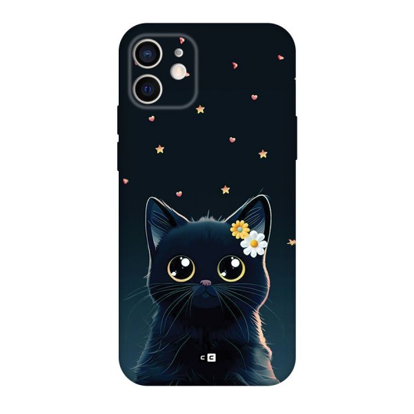 Cat With Flowers Back Case for iPhone 12