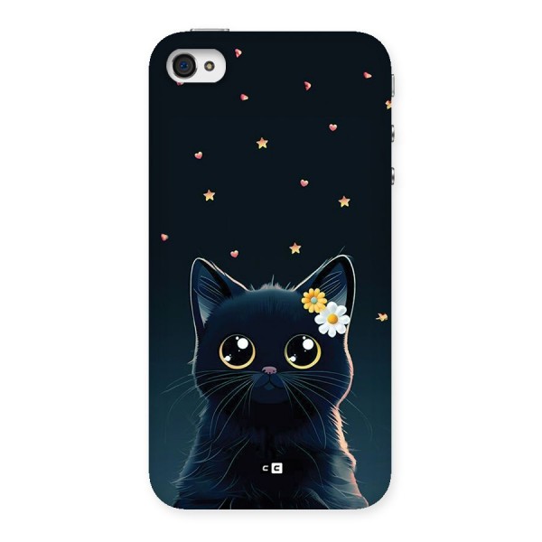 Cat With Flowers Back Case for iPhone 4 4s
