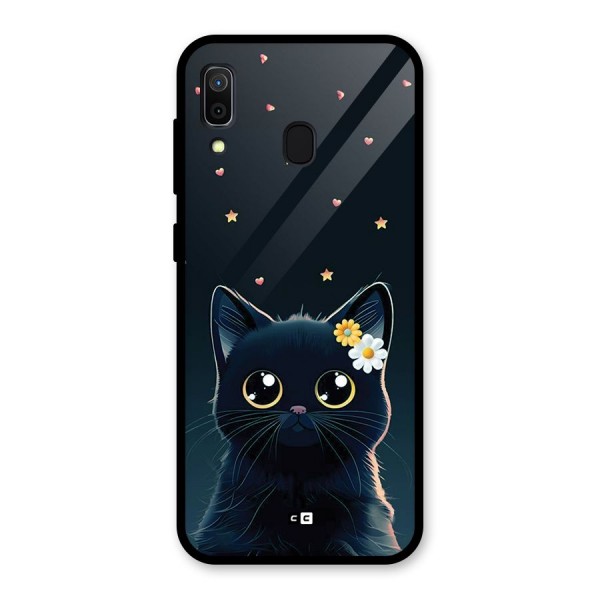 Cat With Flowers Glass Back Case for Galaxy A30
