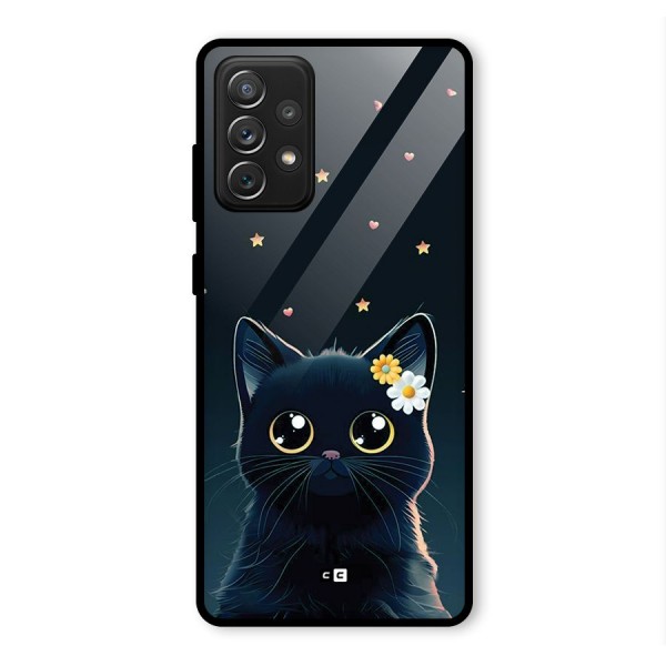 Cat With Flowers Glass Back Case for Galaxy A72