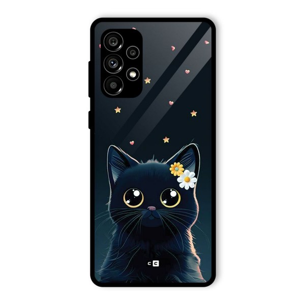 Cat With Flowers Glass Back Case for Galaxy A73 5G
